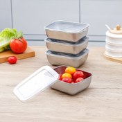 Resim 5 Parça Paslanmaz Çelik Gıda Saklama Kabı Seti - Kare, Kapaklı, Mikrodalga Güvenli, Çok Amaçlı, Yemek Hazırlama & Açık Hava Piknikleri için Taşınabilir 