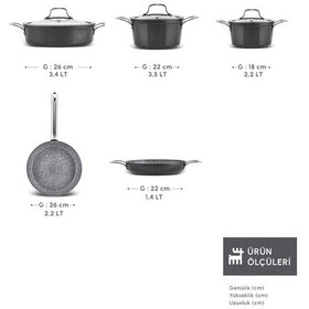 Resim Karaca Biogranit Monet 8 Parça Tencere Seti Siyah 