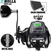 Resim SAMOLLA Ambidextrous Baitcasting Makinesi, Su Geçirmez Alüminyum Alaşım, USB ve Güneş Enerjisiyle Şarj, Orta Kuvvetli Olta, Orta Aksiyon, Açık Deniz Kombosu, Siyah - 1 Adet 