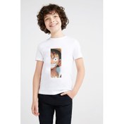 Resim Anime One Piece Amiral Baskılı Unisex Çocuk Beyaz T-Shirt 