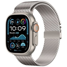 Resim iOs Watch Uyumlu Ultra 49mm Zore Krd-121 Metal Hasır Kordon-starlight 