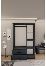 Resim Gm 852 Home 3 Kapı 2 Çekmeceli Antrasit Gri Aynalı Gardırop 