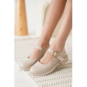 Resim Zerenyus Brexi Premium Bej Rugan Toka Detaylı Mary Jane Loafer 