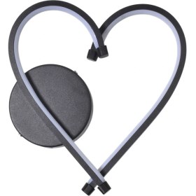 Resim Kalp Modern Tasarım Siyah Renk Gün Işığı Ledli Çocuk Odası Banyo - Mutfak - Salon Ledli Duvar Aplik 