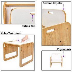 Resim Minera Serçe Model 0-18 Ay Yenidoğan Ahşap Montessori Aktivite Masa ve Sandalye Seti (1 Masa + 1 Sandalye) 
