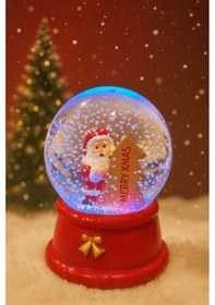 Resim Led Işıklı Merry Xmas 2026 Noel Kar Küresi 9 Cm Orta Boy Dekoratif Hediye - 48 