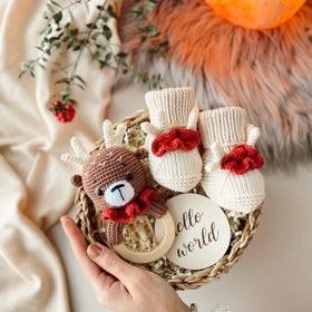 Resim Amigurumi Kırmızı Geyik Hediye Kutusu - Patik 