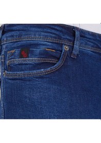 Resim Erkek Mavi Düz Slim Fit Likralı Dar Paça Kot Pantolon Lacivert 