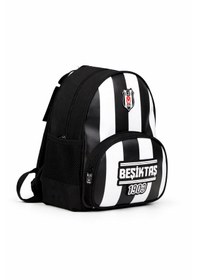 Resim Beşiktaş Lisanslı Çubuk Desenli Rubber Logolu Su İtici Kumaşlı Anaokulu Sırt Çantası Siyah - Beyaz 