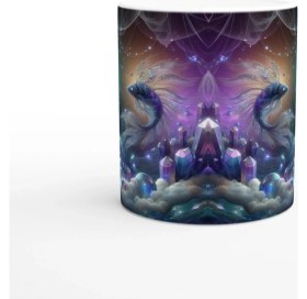 Resim Balık Burcu Baskılı Kahve Kupası - Büyülü Kristal Mağarası Temalı Vs3 