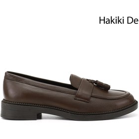 Resim Gönderi(r) Kadın Kahve Antik Hakiki Deri Püsküllü Loafer Ayakkabı 