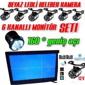 Resim Twogo 6 Kanallı 10 İnç Monitör 6 Adet Beyaz Ledli Kelebek Kamera 