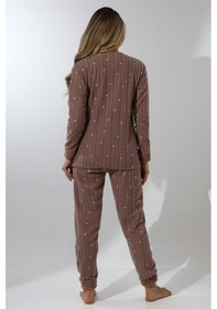 Resim Wordex Fawn 5019 Peluş Welsoft Polar Kışlık Yumoş Kadın Pijama Takımı Love Vizon 