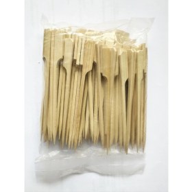 Resim Ahşap Yassı Tutamaklı Saplı Çöp Şiş - Boy : 12 Cm. - 100 Adetlik 10 Paket 