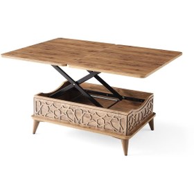 Resim Evistro Akıllı Laptop Sehpa Yemek Masası Orta Sehpa Ceviz-Ekru 