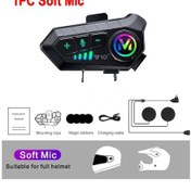 Resim 1/2 Adet Bluetooth Motosiklet Kask İnterkom Kablosuz İnterkom Intercomunicador 1pc Soft Mic 