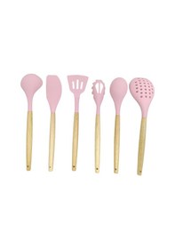 Resim Ivory Doğal Bambu Saplı %100 Silikon Mutfak Seti 6 Parça Pembe Pembe 
