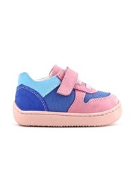 Resim Rakerplus Bob Hakiki Deri Mavi Pembe Barefoot Cırtlı Lastikli Bebek Sneaker Ayakkabı Pembe 
