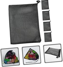 Resim HANABASS 5adet Dayanıklı File Depolama Çantası Golf Topu Taşıma Torbası Çizgili Çanta Çok Amaçlı Top Depolama Için Uygun Yıpranmaz Polyester Malzeme 