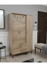 Resim Belin 3 Kapaklı Portmanto Vestiyer Ayakkabılık Dolap Meşe M3 