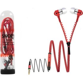 Resim Binbir Göz Bilgisayar Snopy SN-808 Fermuar Kablolu Kırmızı Kulak Içi Kulaklık 