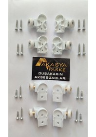 Resim Duşakabin Teker Seti Bella Serisi 2 Sabit 2 Hareketli Duşakabinle Beyaz 