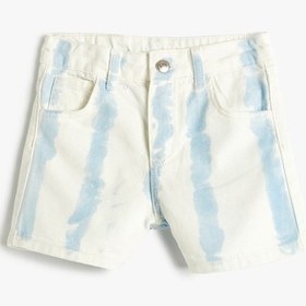 Resim Koton Kot Şort Mini Batik Desenli Pamuklu Açık Mavi 4smg40013ad Açık Mavi 