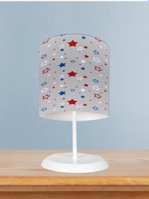 Resim Mekta Home Bebek Ve Çocuk Odası Mavi Kırmızı Yıldız Desenli Abajur 