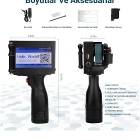 Resim Genel Markalar PM-10878 4.3'' Dokunmatik Ekranlı Şarjlı Endüstriyel El Tipi Portatif Mürekkep Yazıcı 