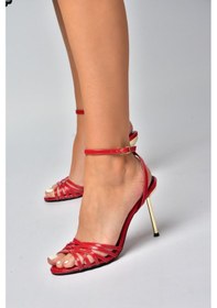 Resim Fox Shoes Y820016408 Kırmızı Rugan İnce Topuklu Kadın Abiye Ayakkabı 
