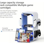 Resim Elmpaly Beyaz Pembe 15.8 Inç Oyun Saklama Kulesi Ps5 Xbox Series S X Switch Uyumlu Evrensel Video Oyun Diskleri Organizörü 18 Parça 4 Kontrolcü Standı 