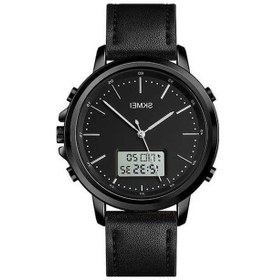 Resim Prestigegoods Skmeı 1652 Spor Erkek Saati, Çift Hareket, Deri Alaşımlı, Siyah Beyaz Kahverengi, 46mm Kahverengi 