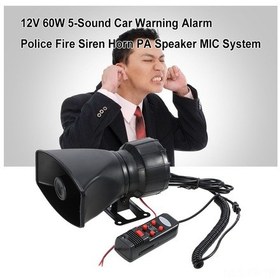 Resim Xiyyadms 12v 60w 5 Sesli Evrensel Araç Siren Sistemi, Yüksek Sesli Pa Hoparlörlü Mikrofon 