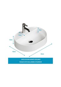 Resim Aqua Bagno Bianzo Lavabo Beyaz 55 x 42 CM 