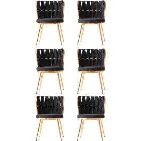 Resim Sweet Home 6 Adet Dilara Gold Siyah Yemek Odası Sandalyesi 