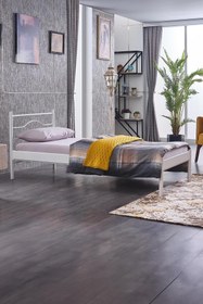 Resim Unimet Myra Tek Kişilik Ferforje Metal Karyola-beyaz (AHŞAP LATALI) 