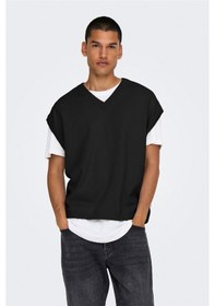 Resim Only & Sons Onslusım Lıfe Rlx 12 V-neck Vest Knıt Erkek Siyah Yelek - 22030784 Siyah 
