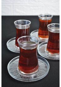 Resim 12 Parça Paşabahçe Heybeli Çay Bardağı Ve Rexy Çay Tabağı- Çay Ta 