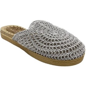 Resim Kadın Gri Hasır Örgü İşlemeli Önü Kapalı Günlük Rahat Terlik Gri 