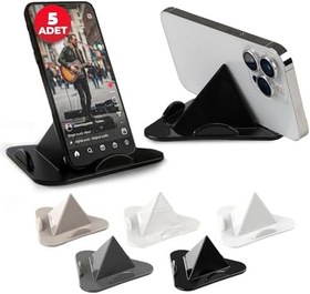 Resim Telefon Tablet Tutucu - Piramit Tasarım 3 Açılı Masaüstü Stand, iPhone ve Android Uyumlu, Ofis, Online Ders ve Toplantılar İçin, 4-11 İnç (5'li Ofis Paketi) 
