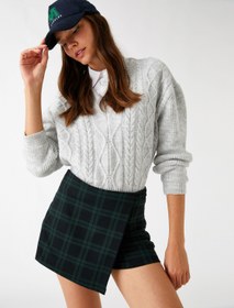 Resim V Yaka Örgü Triko Kazak Uzun Kollu 