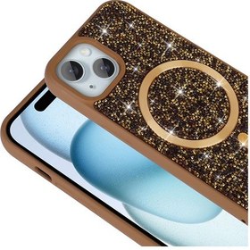 Resim Apple Uyumlu iPhone Adige İphone 13 Uyumlu Kılıf Parlak Taşlı Pırlanta Mozaik Gold + Ekran Koruyucu - 