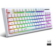 Resim Hxsj L100 87 Tuşlu Rgb Arkadan Aydınlatmalı Film 2.4g Kablosuz Klavye Beyaz 