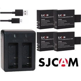 Resim Sjcam 4 Adet Kamera Bataryası Ve Çiftli Pil Şarj Cihazı 5li Set 