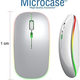Resim Microcase 1600 DPI Şarj Edilebilir 2.4 GHz RGB Işık Çift Modlu Bluetooth Mouse - AL2767 Gümüş 