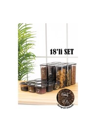 Resim Vienev Beyaz Serigrafi Etiketli Peggy Kare Erzak Saklama Kabı 9x 0.55 L - 1.75 L Antrasit 18'li 