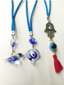 Resim cuaderno El Yapımı Cam Nazar Boncuğu Üçlü Araba Süsü Hediyelik Aksesuar 