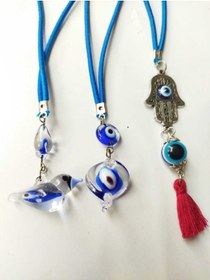 Resim cuaderno El Yapımı Cam Nazar Boncuğu Üçlü Araba Süsü Hediyelik Aksesuar 