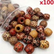 Resim 100 adet Kabile Desenli Ahşap Boncuk, 9mm x 10mm - DIY El İşleri & Takı Yapımı için Karışık Renkler 