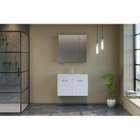 Resim Orka Bafa 80 Cm Mdf Beyaz Banyo Dolabı Takımı 